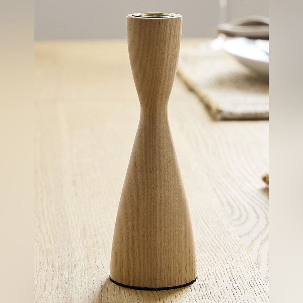 NWOT West Elm Wooden Taper Holder 7”